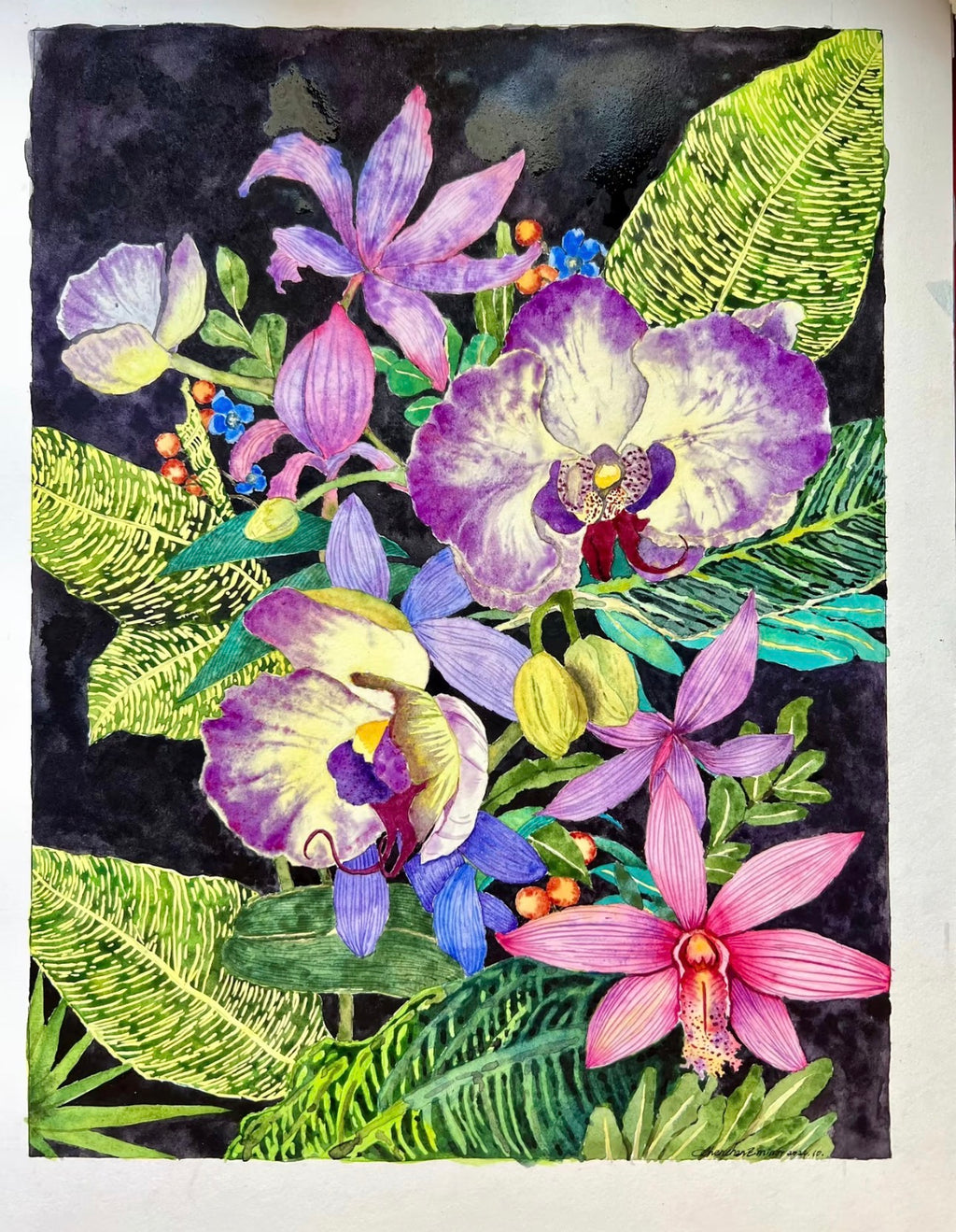 Watercolour Painting of Flowers – A3