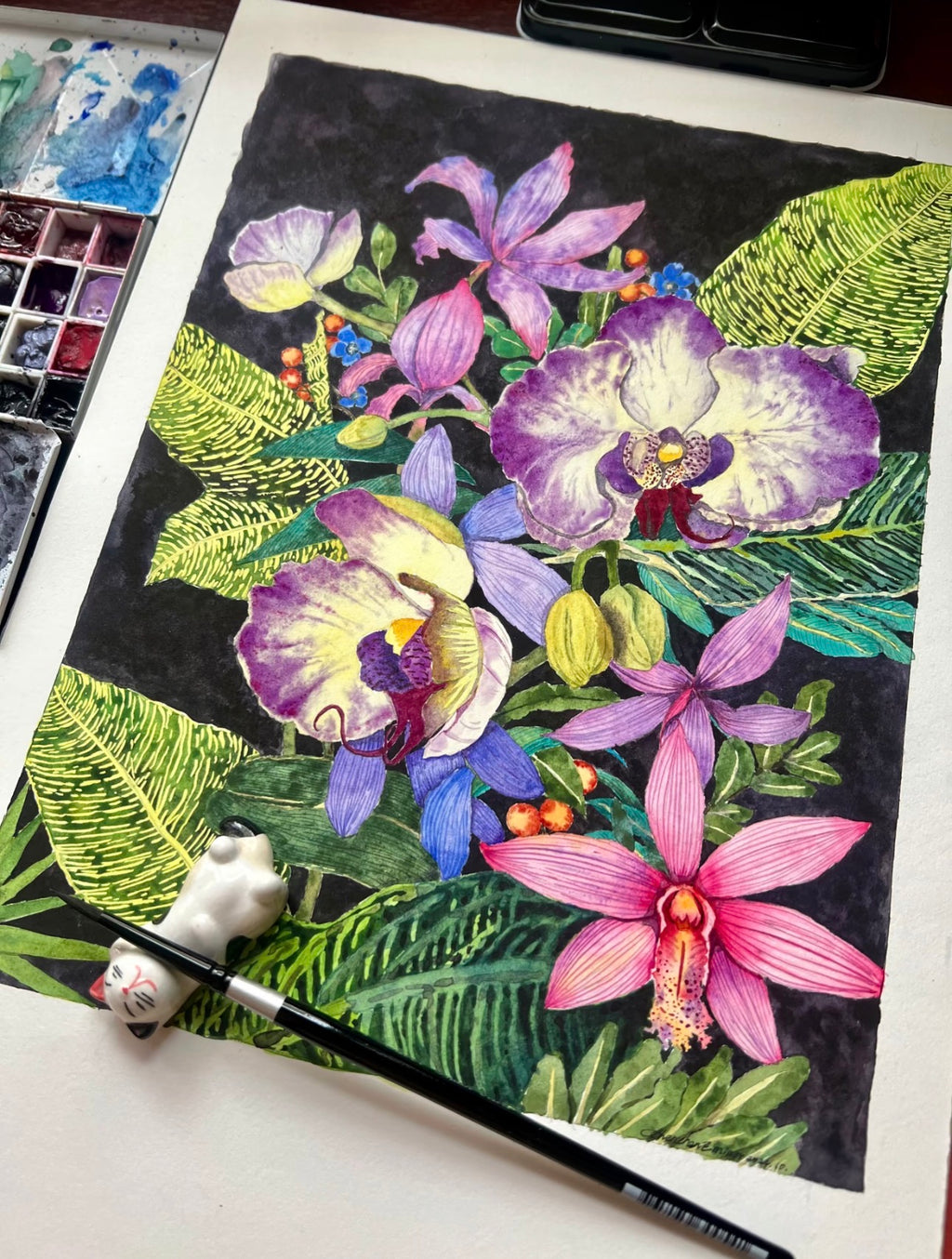 Watercolour Painting of Flowers – A3
