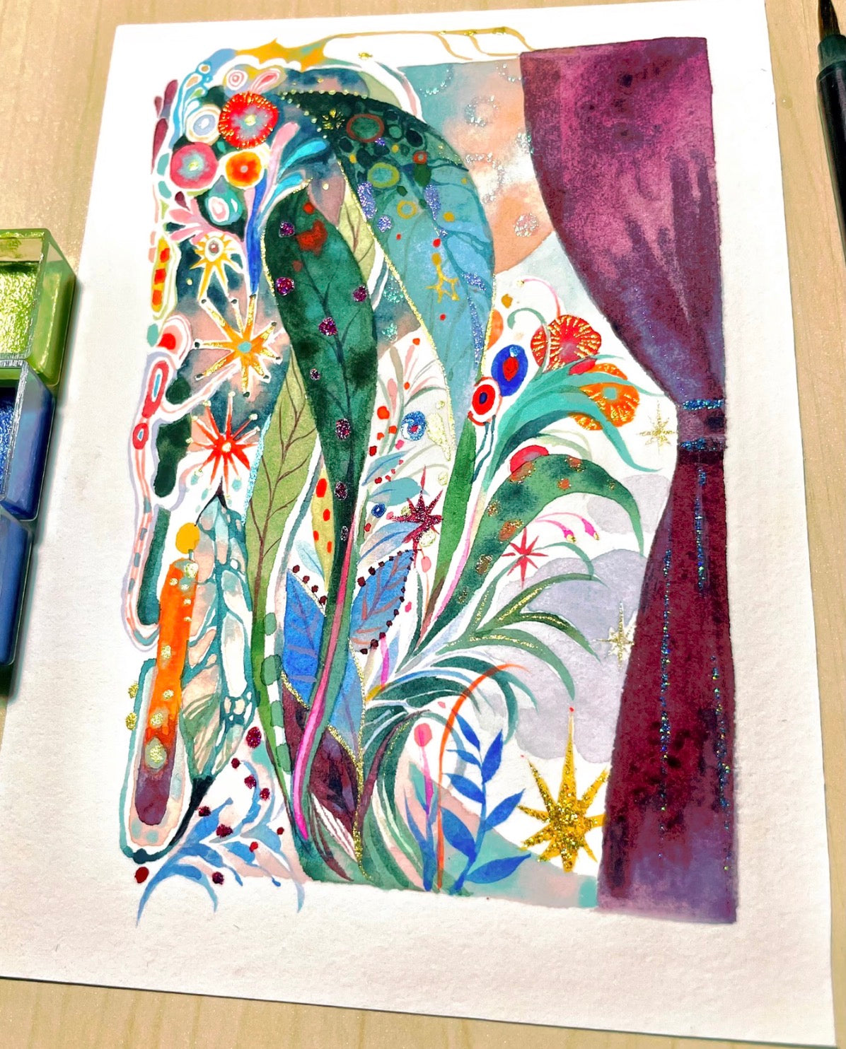Abstract Botanical Watercolour Painting – A2