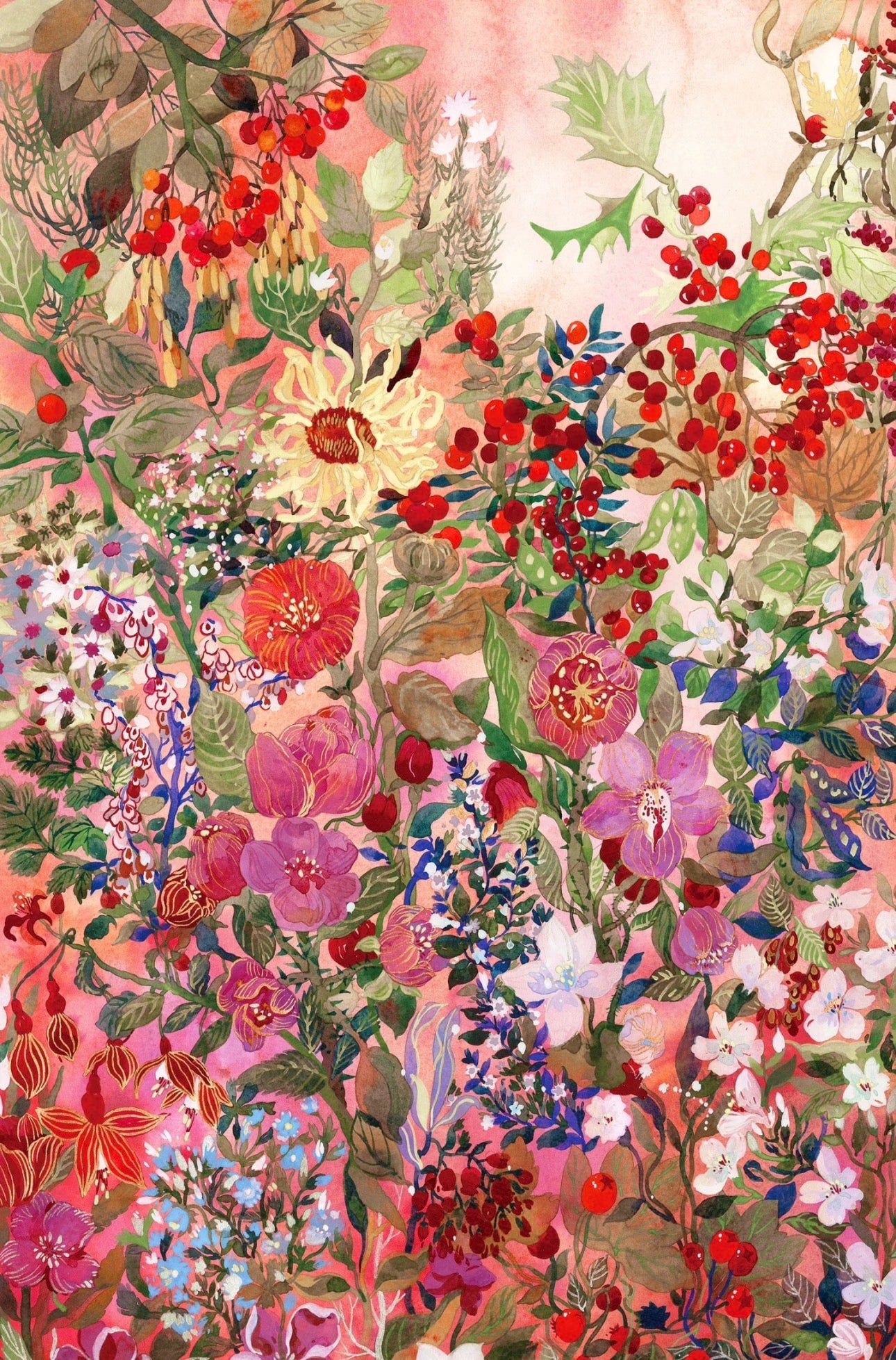 Lush Floral Watercolour Painting – A1