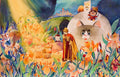 The Prince and the Cat Watercolour Painting – 70 × 50 cm